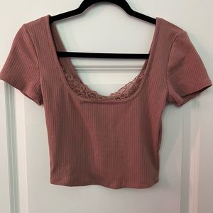 Bozzolo Pink Lace Crop Top-Women’s